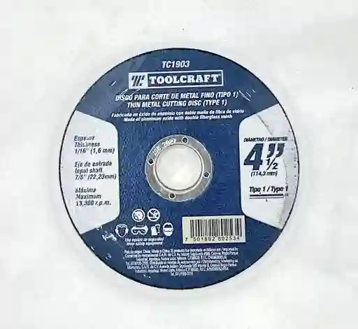 Disco De Corte Metal 4 1/2 Toolcraft