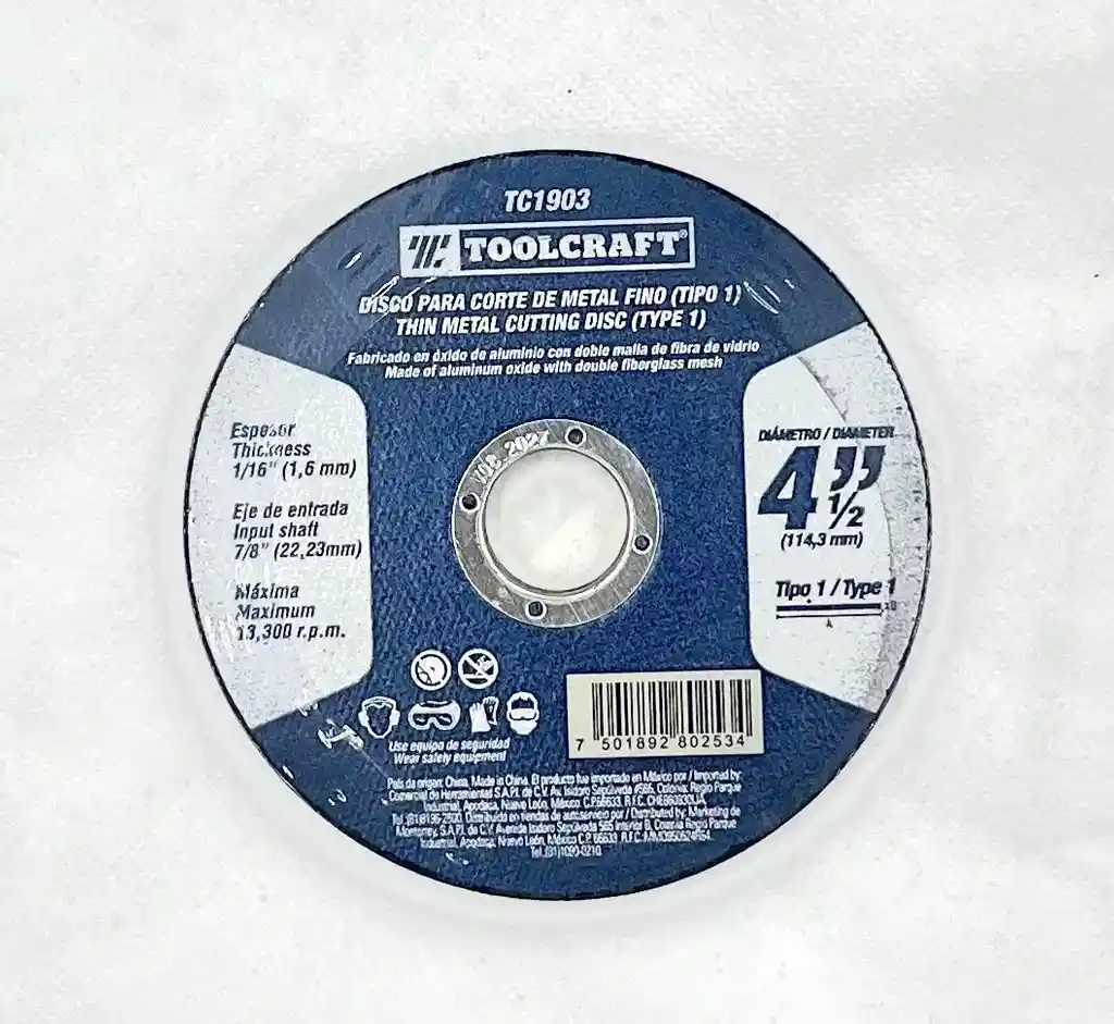 Disco De Corte Metal 4 1/2 Toolcraft