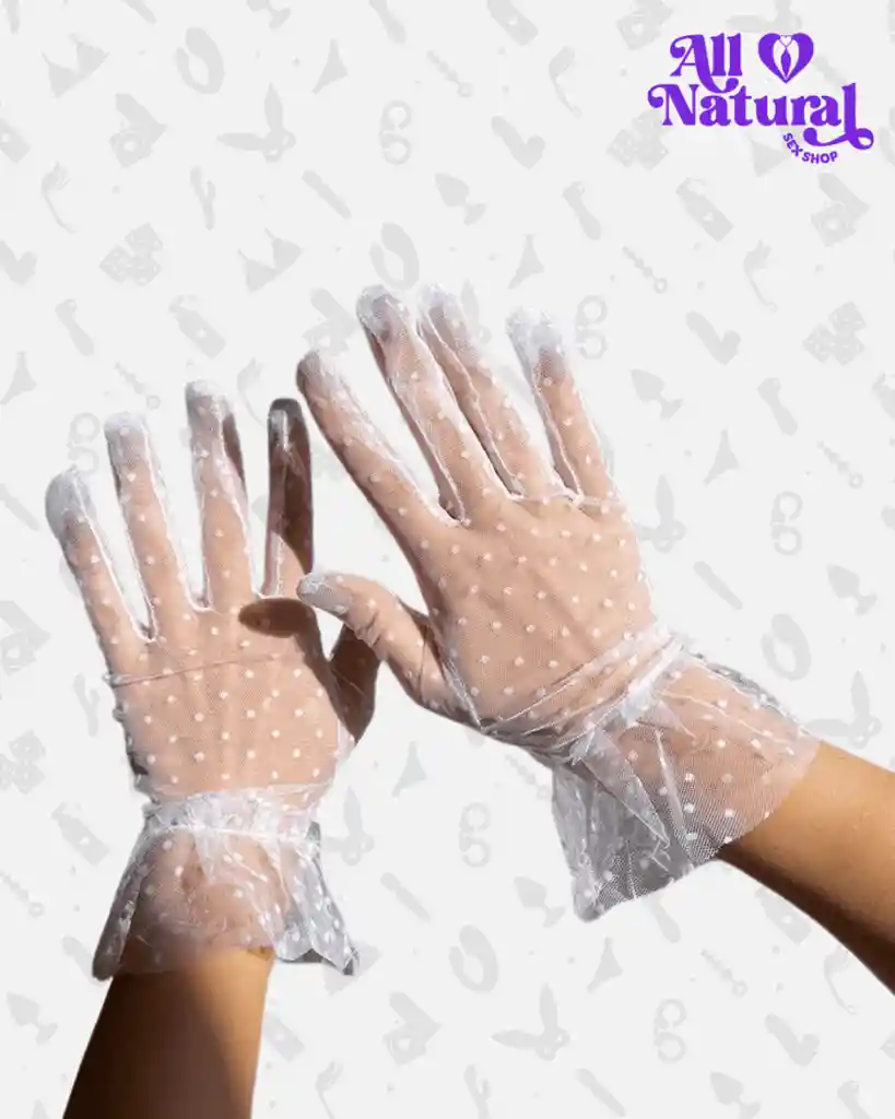 Guantes Cortos Transparentes Con Puntos Blancos