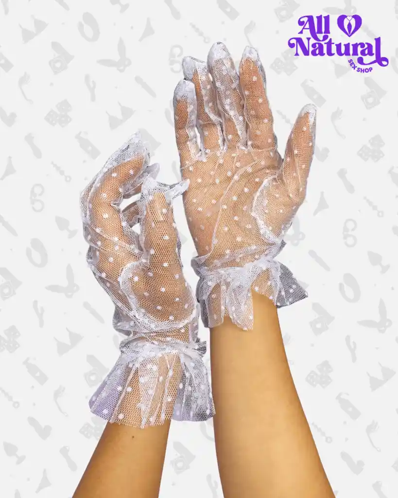 Guantes Cortos Transparentes Con Puntos Blancos