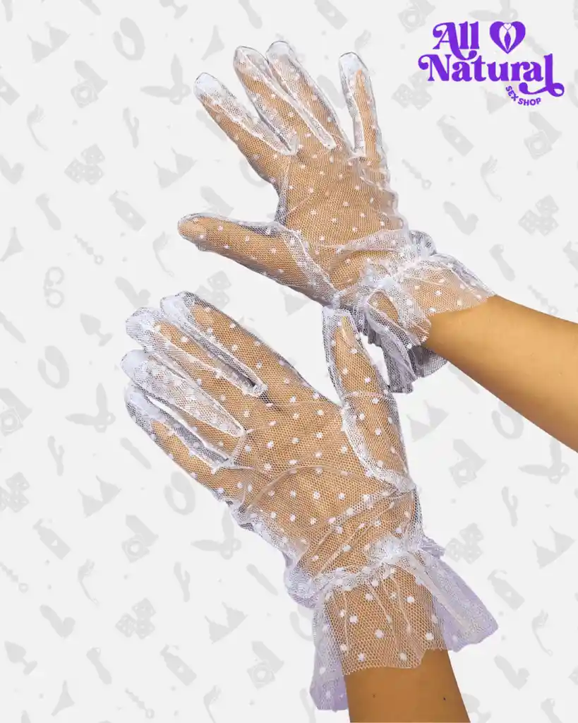 Guantes Cortos Transparentes Con Puntos Blancos