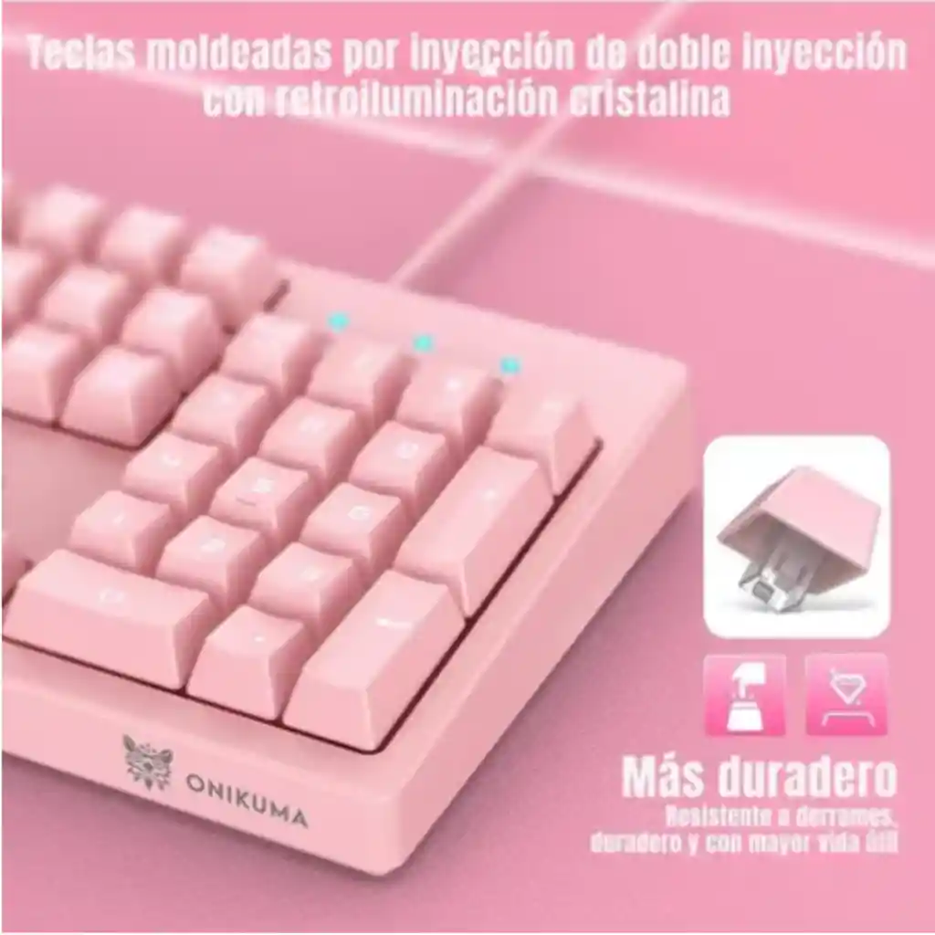 Teclado Gamer Onikuma G25 Membrana Rosado Con Luz Led