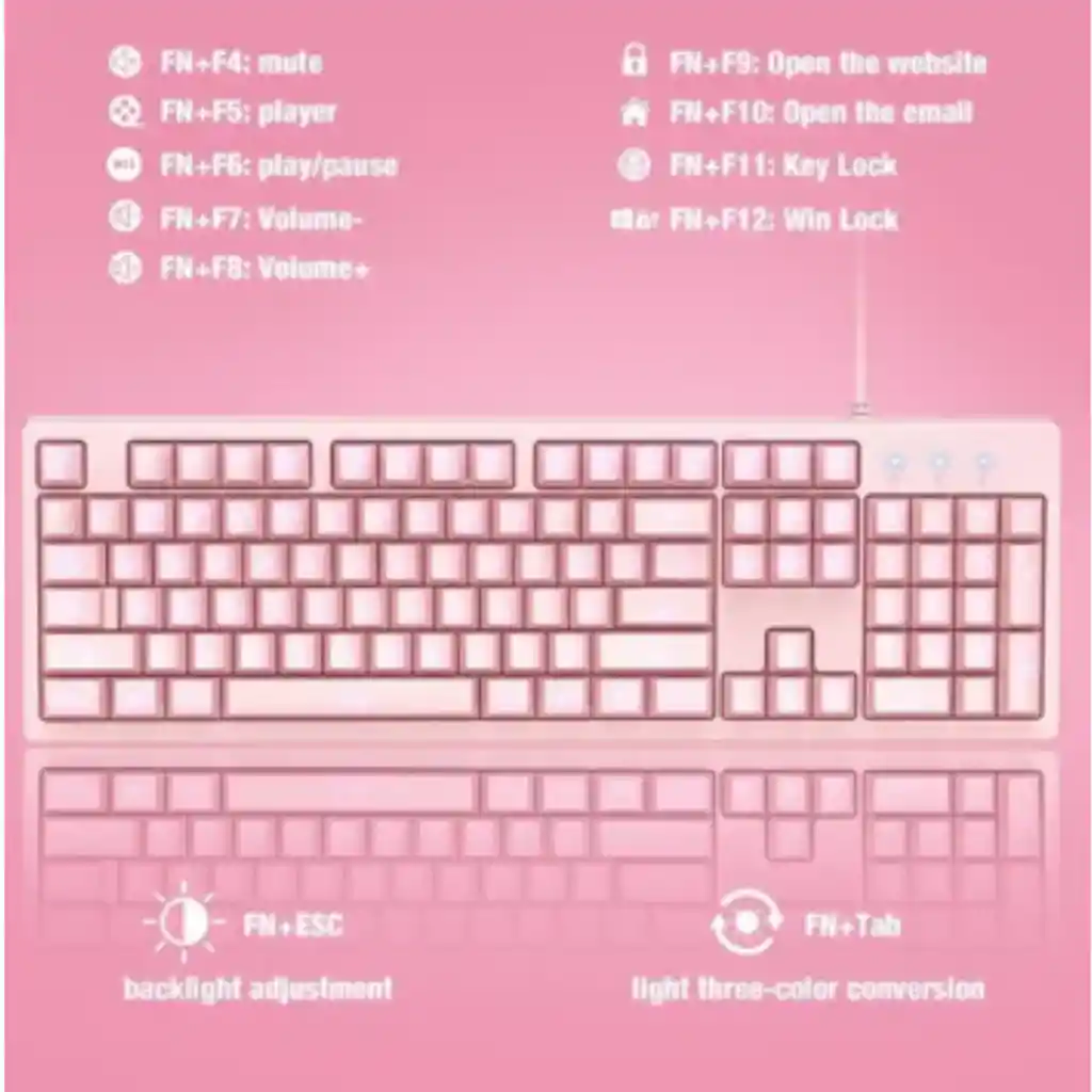 Teclado Gamer Onikuma G25 Membrana Rosado Con Luz Led