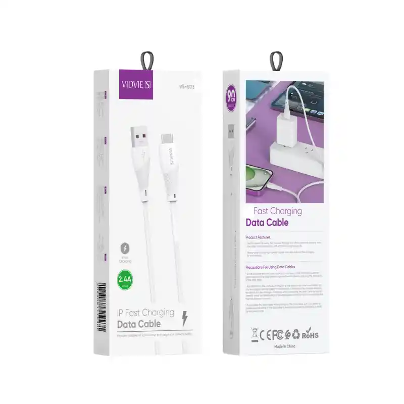 Cable Usb A Tipo C Vidvie Vs-b03 De 90 cm – Carga Rápida 2.4a