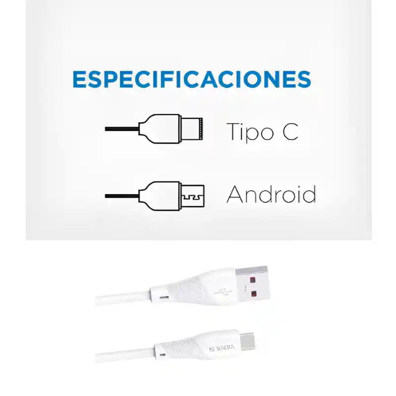 Cable Usb A Tipo C Vidvie Vs-b03 De 90 cm – Carga Rápida 2.4a