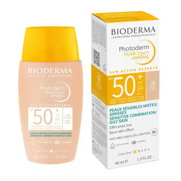 Bioderma Photoderm Nude Touch Tres Claire Spf 50+ Protector Solar Para Piel Mixta A Grasa 40ml