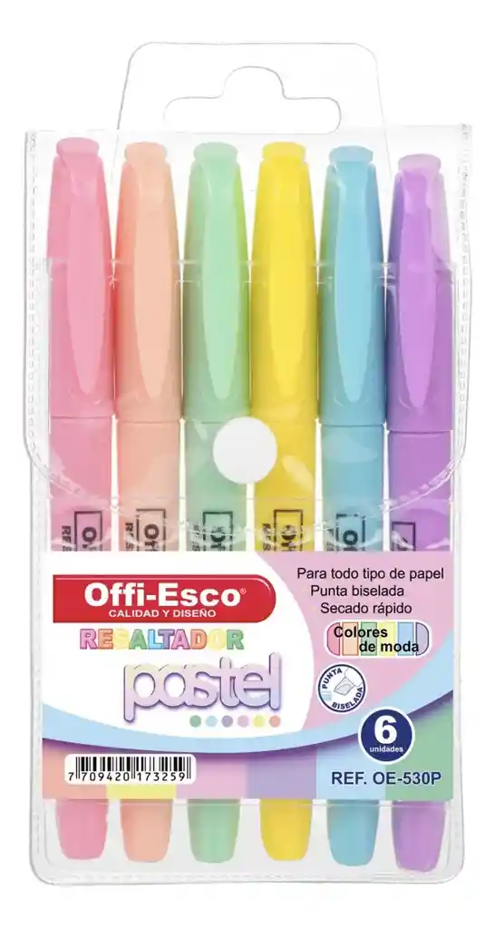 Resaltadores Pastel X6 Unidades Offi-esco