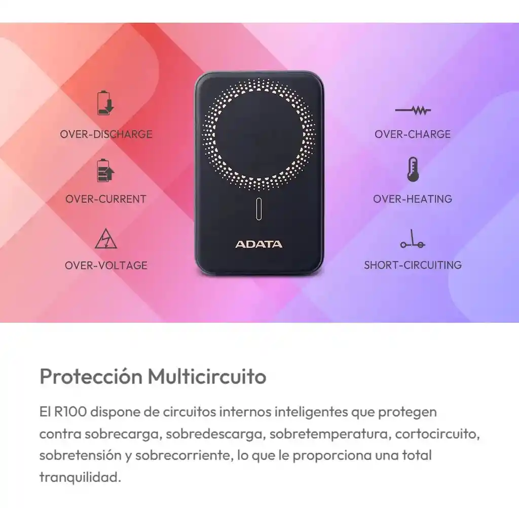 Power Bank 10000mah Adata R100 / Carga Inalámbrica Magnética