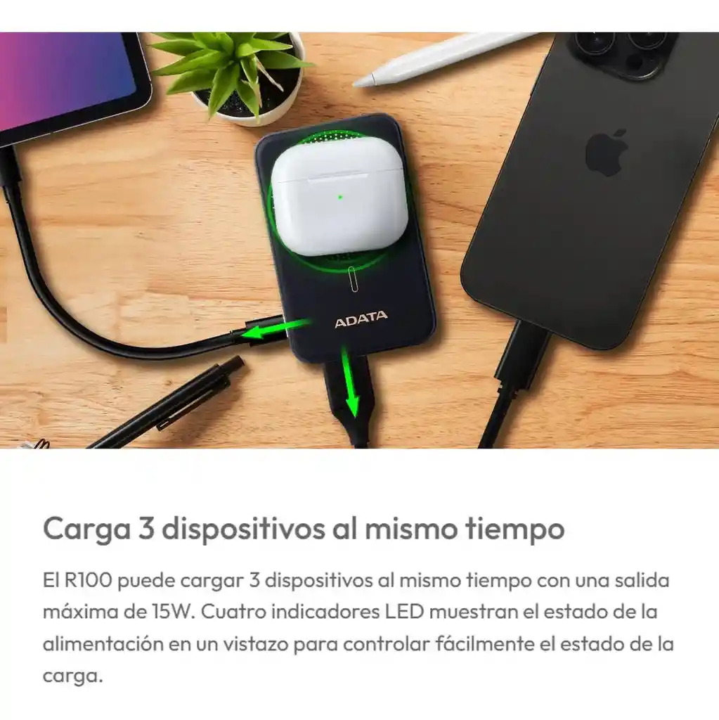 Power Bank 10000mah Adata R100 / Carga Inalámbrica Magnética