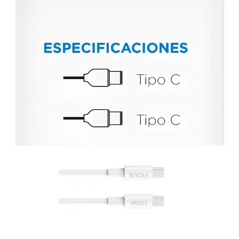 Cable Tipo C A Tipo C Vidvie 100w – Carga Rápida Y Segura