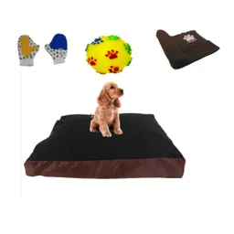Colchon Lavable Mediano Mas Cobija Mediana Mas Juguete Mas Guante Marron