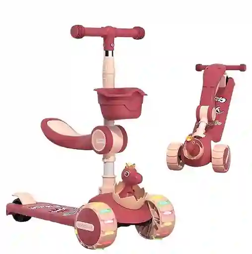 Monopatin De Dinosaurio Para Niños 3en 1 - Rosado