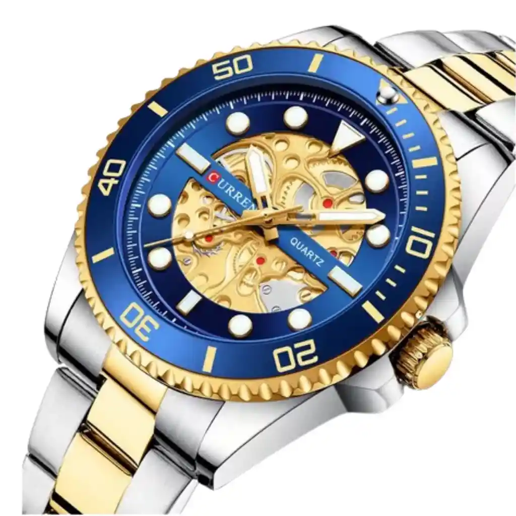 Reloj Análogo Curren Original Kred371903 Para Hombre Acero Color Plata Y Dorado