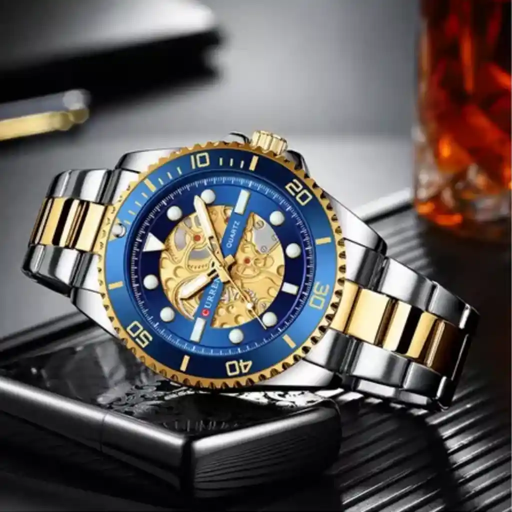Reloj Análogo Curren Original Kred371903 Para Hombre Acero Color Plata Y Dorado
