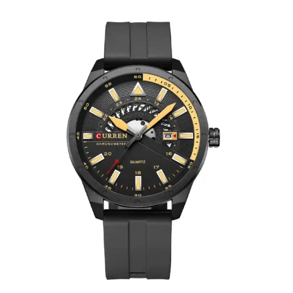 Reloj Análogo Curren Original Kred5401 Para Hombre Silicona Color Negro