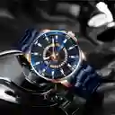 Reloj Análogo Curren Original Krec7803 Para Hombre Acero Color Azul Y Dorado