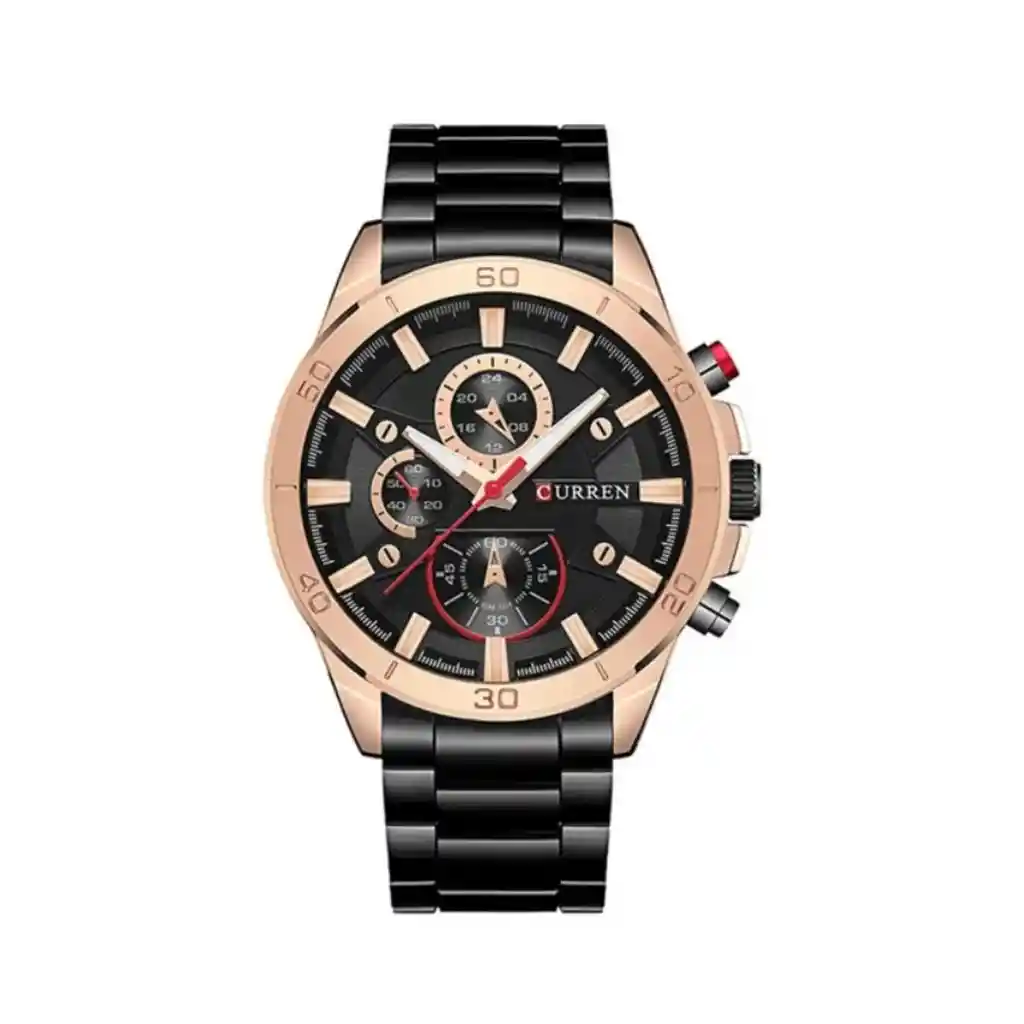 Reloj Análogo Curren Original Kreb562001para Hombre Acero Color Negro-oro Rosa