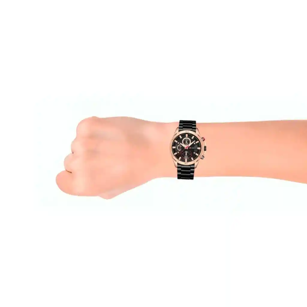 Reloj Análogo Curren Original Kreb562001para Hombre Acero Color Negro-oro Rosa