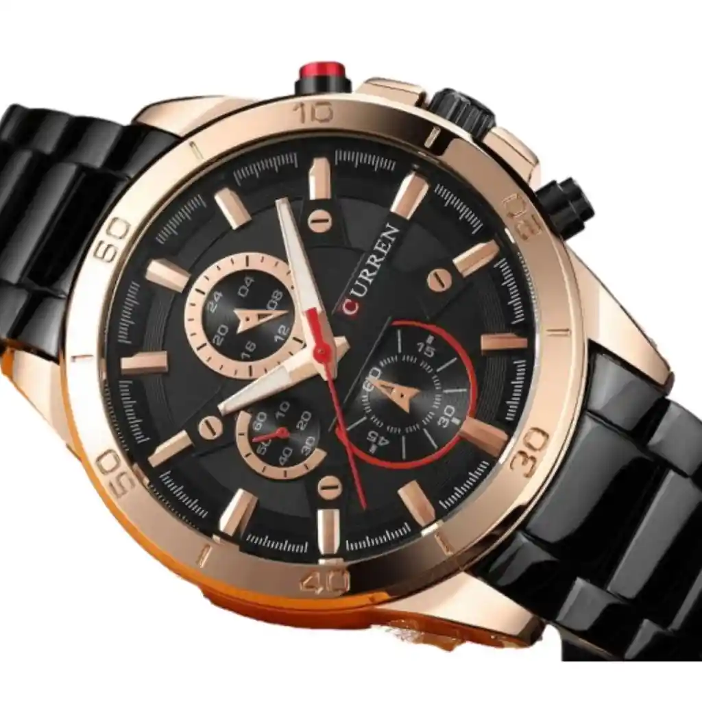 Reloj Análogo Curren Original Kreb562001para Hombre Acero Color Negro-oro Rosa