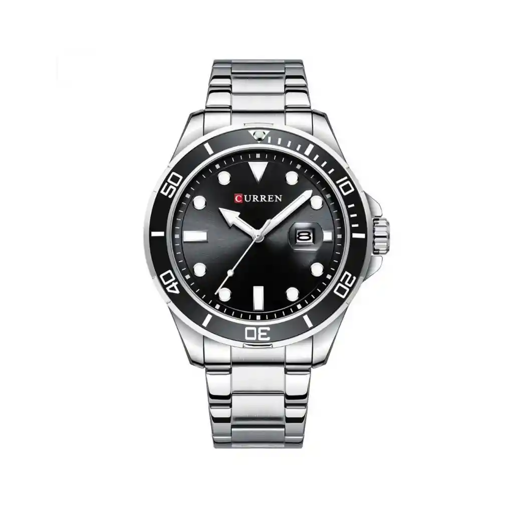 Reloj Análogo Curren Original Kred17190119 Para Hombre Acero Color Plata Y Negro