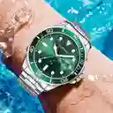 Reloj Análogo Curren Original Kred17190719 Para Hombre Acero Color Plata Y Verde