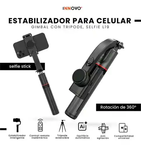 Estabilizador Gymbal Tripode Selfie Todo En 1 Aluminio Con Bluetooth L19 Profesional