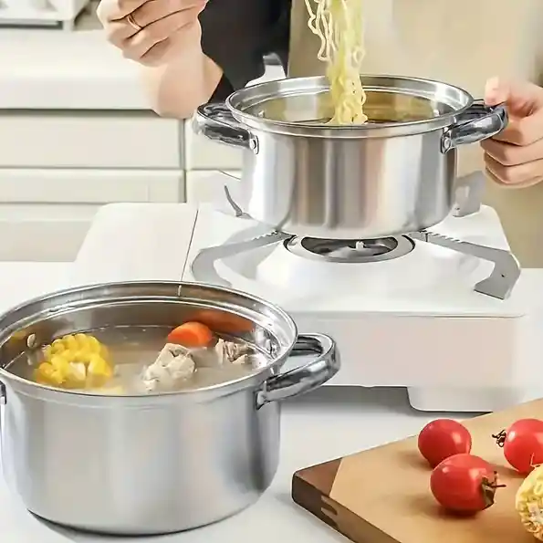 10 Piezas De Juego De Cocina De Acero Inoxidable, Adecuado Para Hornos De Inducción, Ideal Para Cocinar En Casa Y En Restaurantes De Manera Saludable.