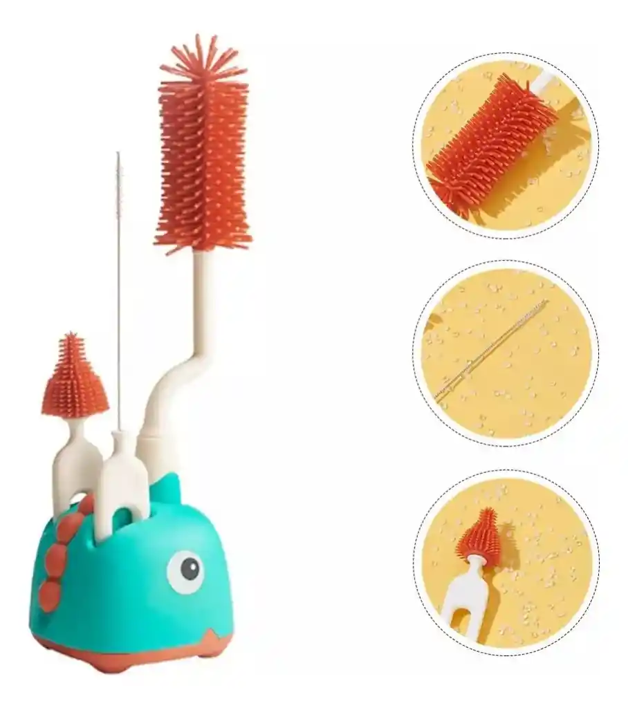 Kit 4 Piezas Lava Teteros Cepillo Silicona Biberones Botellas