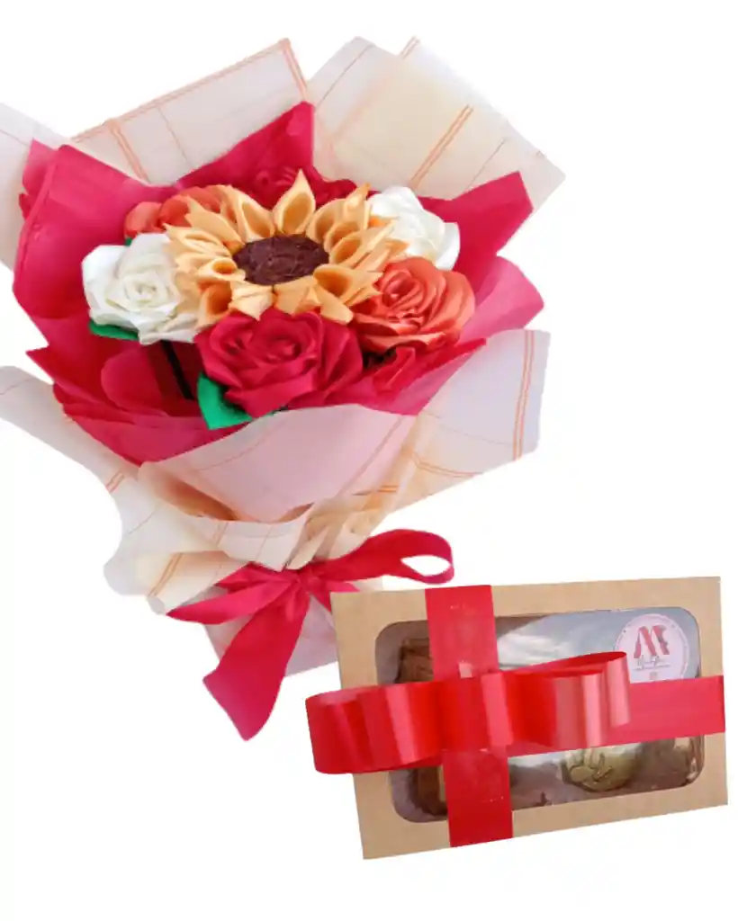 Ramo De Girasol Y Rosas Radiante Eterno Con Chocolates