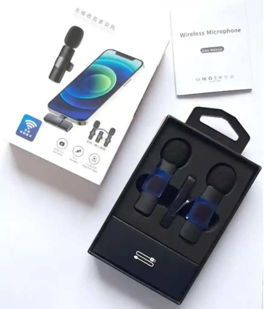 Microfonos Inalambricos De Solapa 2 En 1 Recargables Para Iphone O Tipo C