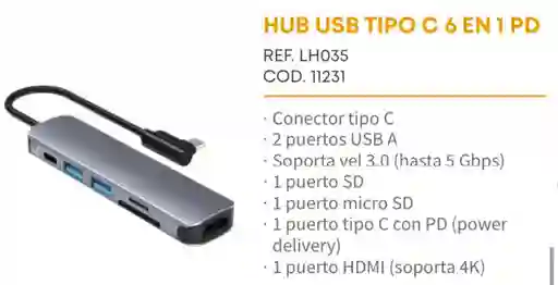 Hub Usb Tipo C 6- En 1