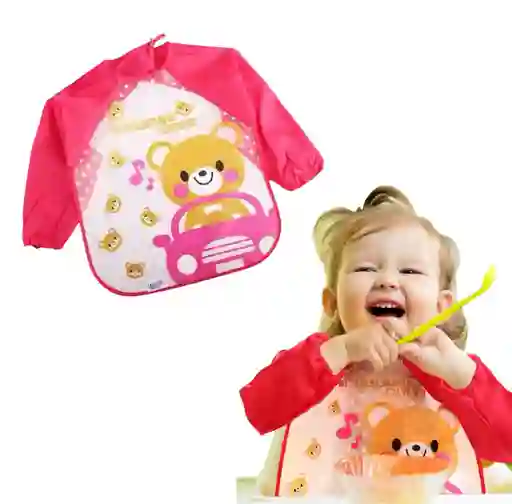 Babero Delantal Para Bebés Niños Manga Larga Impermeable