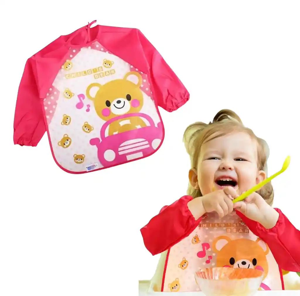 Babero Delantal Para Bebés Niños Manga Larga Impermeable