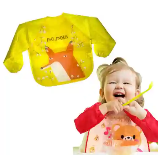 Babero Delantal Para Bebés Niños Manga Larga Impermeable