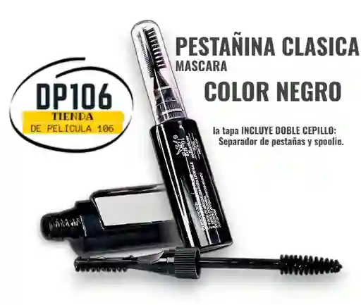 Pestañina Clásica Negra Con Cepillo Doble Funcion