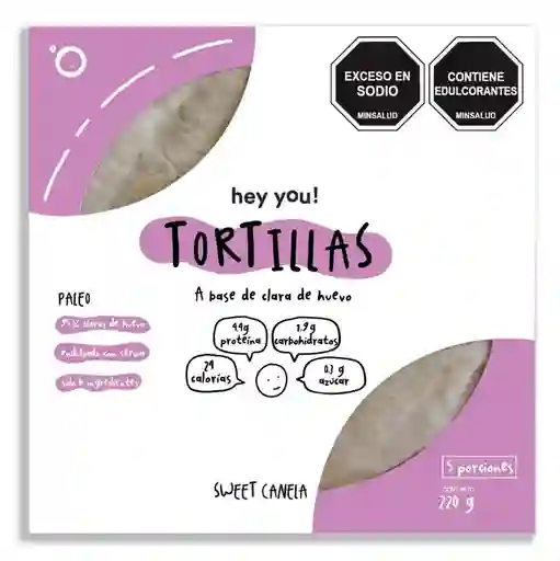 Tortillas Hey You Sweet Canela A Base De Clara De Huevo 220g