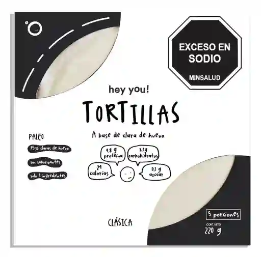 Tortillas Hey You Clásica A Base De Clara De Huevo 220g