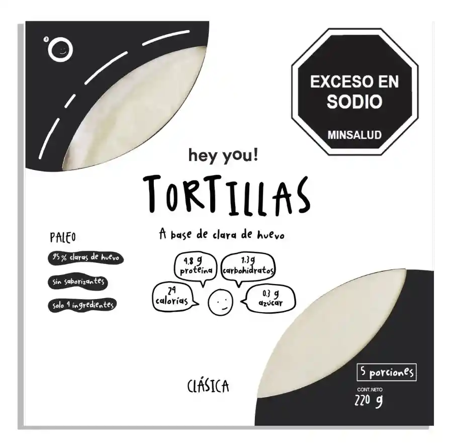 Tortillas Hey You Clásica A Base De Clara De Huevo 220g