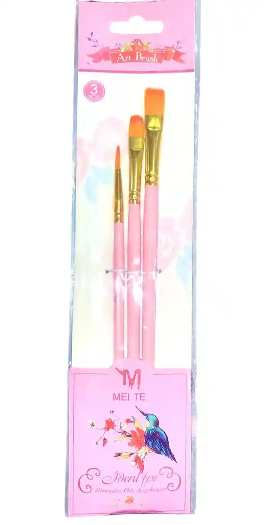 Set De Pinceles X 3 Unidadesgo-0457 Rosado
