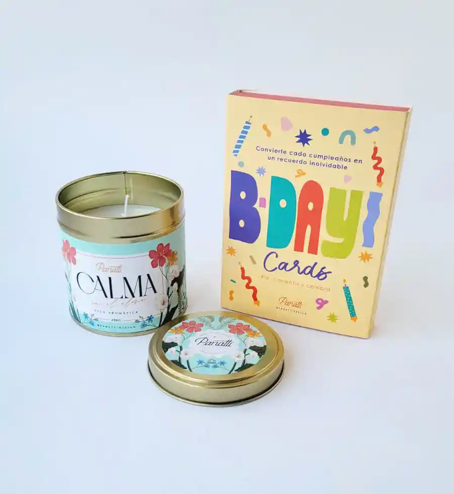 Vela Aromática Calma + Juego De Cumpleaños