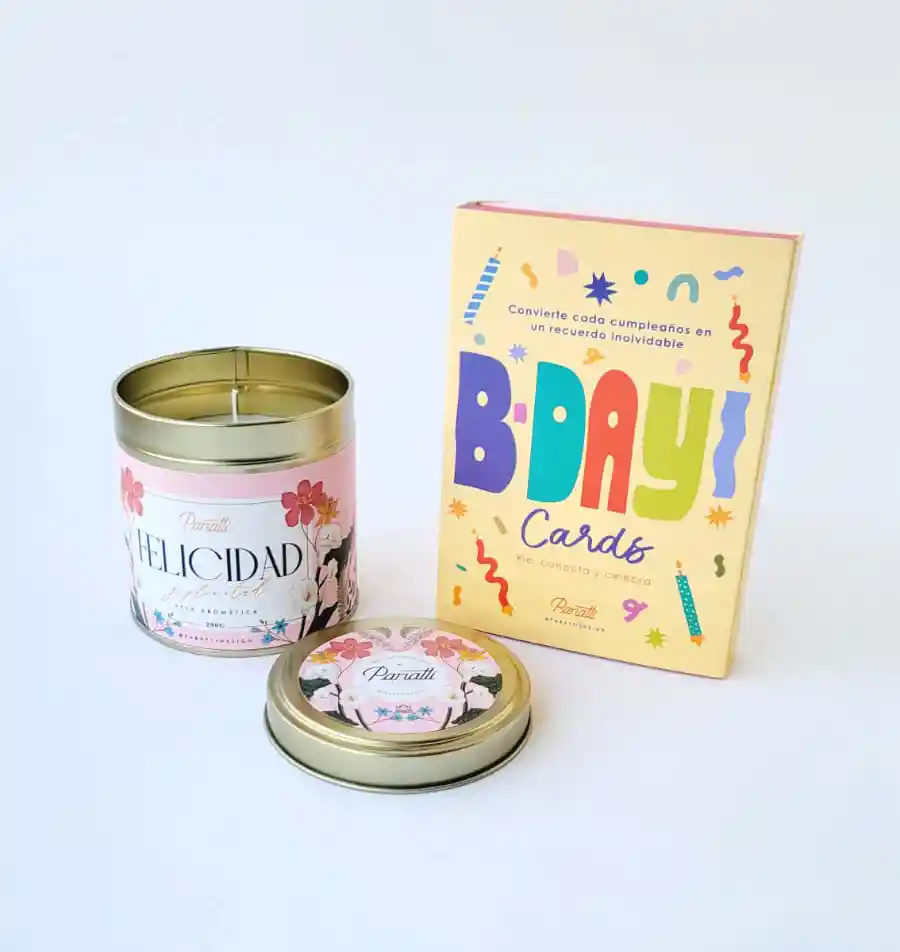Vela Aromática Felicidad + Juego De Cumpleaños