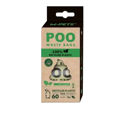 M-pets Bolsa Plástica De Menta Reciclable Para Perro - Roll X 4