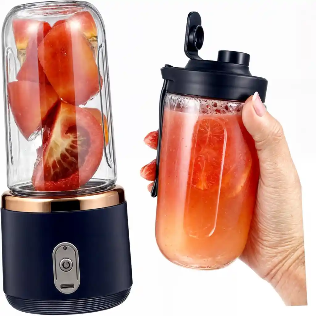 Batidora Licuadora Portatil Doble Vaso Con Tapa Recargable