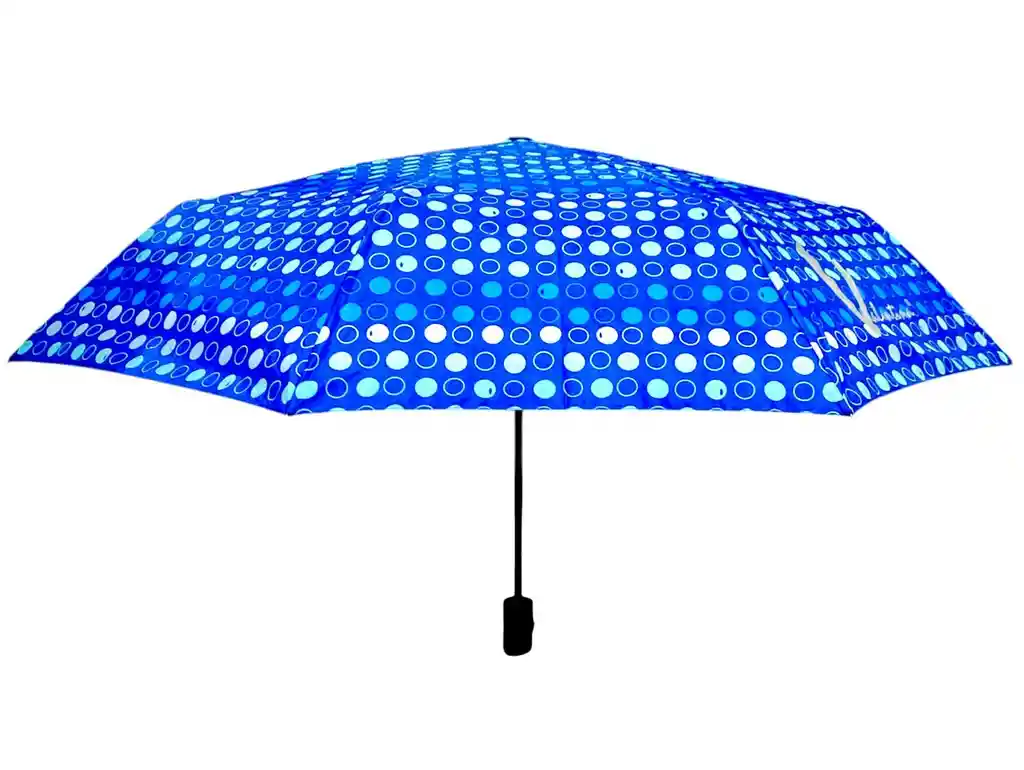 Sombrilla Paraguas Automatica Valentina Gold 8 Varillas Fondo Azul Puntos De Colores