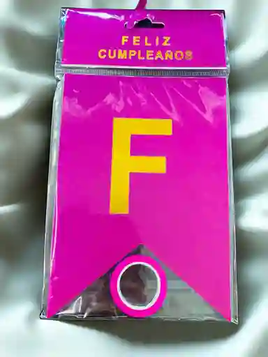 Letrero Feliz Cumpleaños Escarchado Tipo Banderin Color Fucsia