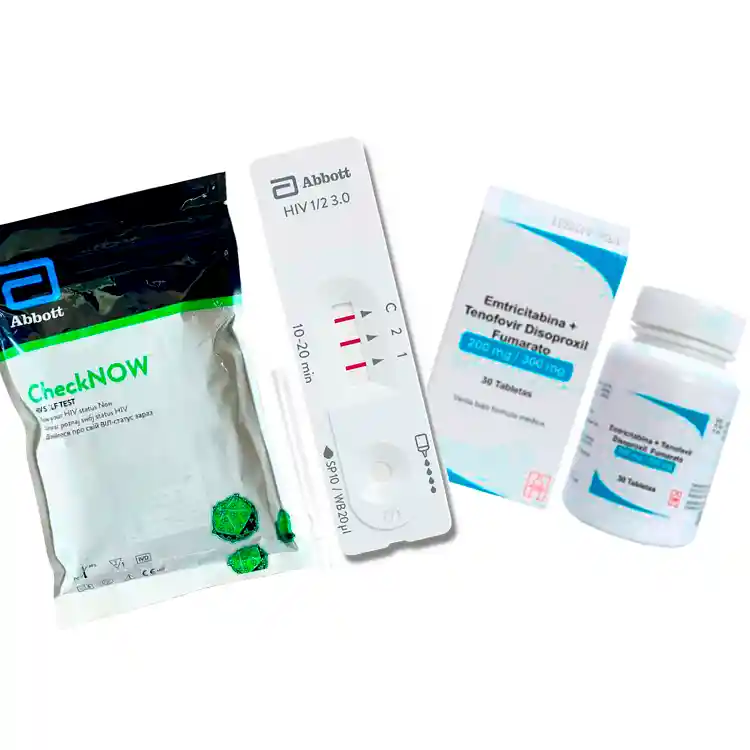 Prep + Prueba Vih Kit Salvacion 2 En 1 Fovirem Tenofovir Emtricitabina Disoproxil Fumarato + Test De Vih Casero En 5 Minutos Hiv