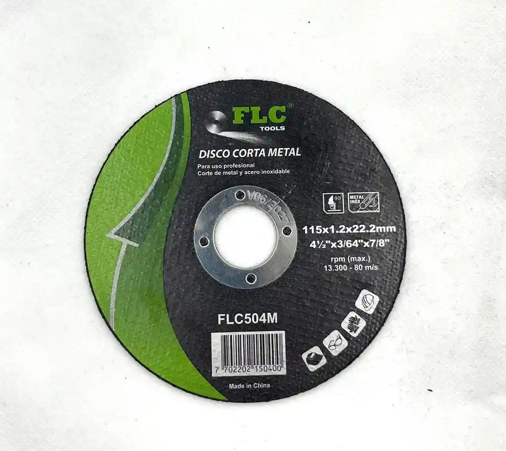 Disco Corta Metal 4½” Flc Tools 115mm X 1.2mm – Para Acero Inoxidable
