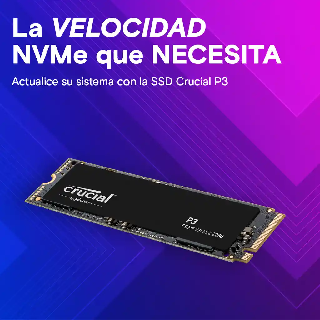 Ssd Crucial P3 500 Gb Pcie Gen3 3d Nand Nvme M.2, Hasta 3500 Mb/s