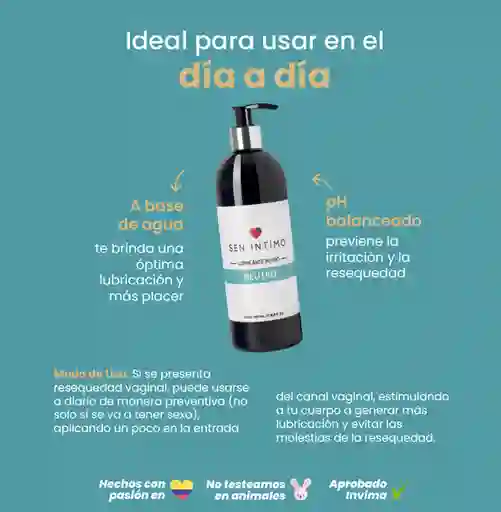 Lubricante Íntimo Neutro X 500 Ml By Sen Íntimo