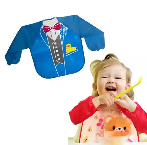 Babero Delantal Para Bebés Niños Manga Larga Impermeable